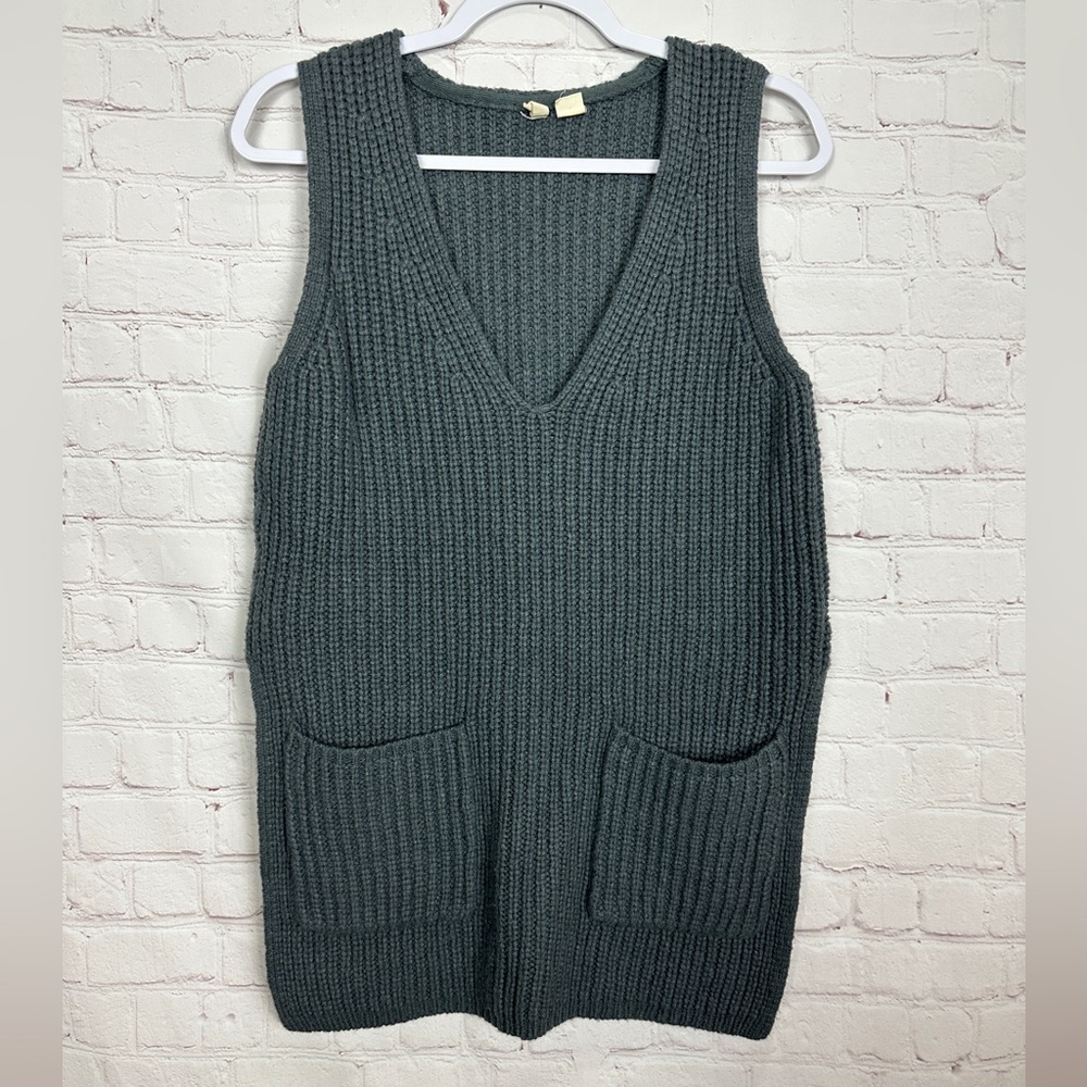 Moth x Anthropologie Gray Alpaca Wool Sleeveless Tunic Chunky Knit Sweater Sz M